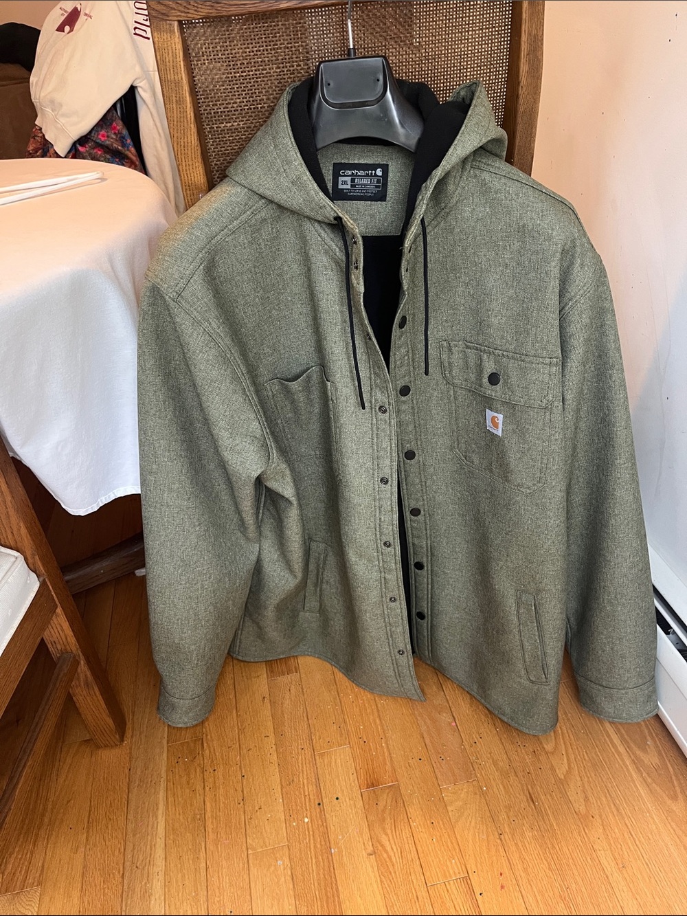 Carhartt Olive Hooded Button-Front Jacket